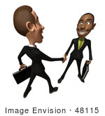 #48115 Royalty-Free (Rf) Illustration Of 3d White And Black Businessmen Shaking Hands - Version 4