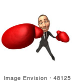 #48125 Royalty-Free (Rf) Illustration Of A 3d White Collar Businessman Mascot Boxing - Version 1