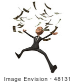 #48131 Royalty-Free (Rf) Illustration Of A 3d White Collar Businessman Mascot Throwing Cash - Version 2