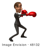 #48132 Royalty-Free (Rf) Illustration Of A 3d White Collar Businessman Mascot Boxing - Version 6