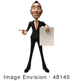 #48140 Royalty-Free (Rf) Illustration Of A 3d White Collar Businessman Mascot Holding A Blank Contract - Version 1