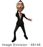 #48146 Royalty-Free (Rf) Illustration Of A 3d White Collar Businessman Mascot Using A Magnifying Glass - Version 1