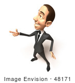 #48171 Royalty-Free (Rf) Illustration Of A 3d White Collar Businessman Mascot Pointing His Fingers Like A Gun - Version 2