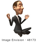 #48173 Royalty-Free (Rf) Illustration Of A 3d White Collar Businessman Mascot Meditating - Version 3