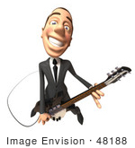 #48188 Royalty-Free (Rf) Illustration Of A 3d White Collar Businessman Mascot Playing An Electric Guitar - Version 4