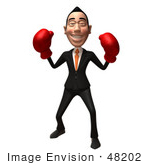 #48202 Royalty-Free (Rf) Illustration Of A 3d White Collar Businessman Mascot Boxing - Version 2