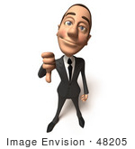 #48205 Royalty-Free (Rf) Illustration Of A 3d White Collar Businessman Mascot Giving The Thumbs Down