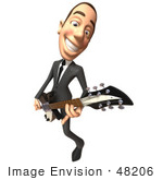#48206 Royalty-Free (Rf) Illustration Of A 3d White Collar Businessman Mascot Playing An Electric Guitar - Version 3