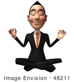 #48211 Royalty-Free (Rf) Illustration Of A 3d White Collar Businessman Mascot Meditating - Version 2