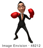 #48212 Royalty-Free (Rf) Illustration Of A 3d White Collar Businessman Mascot Boxing - Version 3