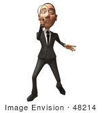 #48214 Royalty-Free (Rf) Illustration Of A 3d White Collar Businessman Mascot Using A Magnifying Glass - Version 1