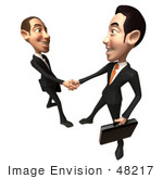 #48217 Royalty-Free (Rf) Illustration Of A 3d White Collar Businessman Mascot Shaking Hands With A Colleague - Version 3
