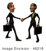 #48218 Royalty-Free (Rf) Illustration Of 3d White And Black Businessmen Shaking Hands - Version 1
