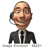 #48221 Royalty-Free (Rf) Illustration Of A 3d White Collar Businessman Mascot Wearing A Headset - Version 1
