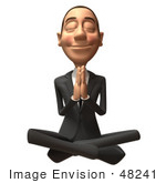 #48241 Royalty-Free (Rf) Illustration Of A 3d White Collar Businessman Mascot Meditating - Version 2