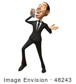 #48243 Royalty-Free (Rf) Illustration Of A 3d White Collar Businessman Mascot Holding A Cell Phone - Version 6