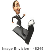 #48249 Royalty-Free (Rf) Illustration Of A 3d White Collar Businessman Mascot Running On A Treadmill - Version 5