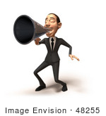 #48255 Royalty-Free (Rf) Illustration Of A 3d White Collar Businessman Mascot Using A Megaphone - Version 3