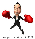#48259 Royalty-Free (Rf) Illustration Of A 3d White Collar Businessman Mascot Boxing - Version 5