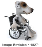 #48271 Royalty-Free (Rf) Illustration Of A 3d Jack Russell Terrier Dog Mascot In A Wheel Chair