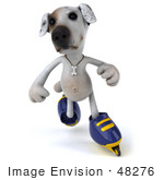 #48276 Royalty-Free (Rf) Illustration Of A 3d Jack Russell Terrier Dog Mascot Roller Blading - Pose 3