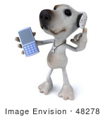 #48278 Royalty-Free (Rf) Illustration Of A 3d Jack Russell Terrier Dog Mascot Holding Out A Cell Phone