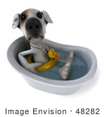 #48282 Royalty-Free (Rf) Illustration Of A 3d Jack Russell Terrier Dog Mascot Bathing - Pose 2