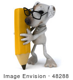 #48288 Royalty-Free (Rf) Illustration Of A 3d Jack Russell Terrier Dog Mascot With A Pencil - Pose 2