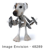 #48289 Royalty-Free (Rf) Illustration Of A 3d Jack Russell Terrier Dog Mascot Lifting Weights