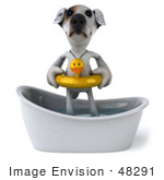 #48291 Royalty-Free (Rf) Illustration Of A 3d Jack Russell Terrier Dog Mascot Bathing - Pose 1