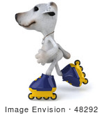 #48292 Royalty-Free (Rf) Illustration Of A 3d Jack Russell Terrier Dog Mascot Roller Blading - Pose 4