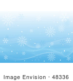 #48336 Clip Art Illustration Of A Blue Background Of Falling Snowflakes And Mesh Lines by pushkin