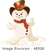 #48526 Clip Art Illustration Of A Happy Dancing Snowman by pushkin