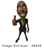 #48546 Royalty-Free (Rf) 3d Illustration Of A Black Businessman Mascot Giving The Thumbs Up