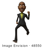 #48550 Royalty-Free (Rf) 3d Illustration Of A Black Businessman Mascot Running - Version 5