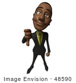 #48590 Royalty-Free (Rf) 3d Illustration Of A Black Businessman Mascot Giving The Thumbs Down