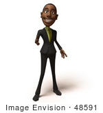 #48591 Royalty-Free (Rf) 3d Illustration Of A Black Businessman Mascot Pointing His Fingers Like A Gun - Version 5