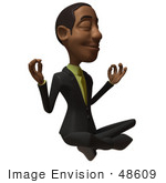 #48609 Royalty-Free (Rf) 3d Illustration Of A Black Businessman Mascot Meditating - Version 1