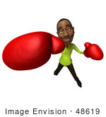 #48619 Royalty-Free (Rf) Illustration Of A 3d Black Man Mascot Boxing - Version 6
