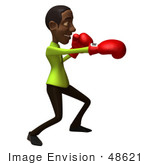#48621 Royalty-Free (Rf) Illustration Of A 3d Black Man Mascot Boxing - Version 1