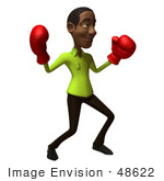 #48622 Royalty-Free (Rf) Illustration Of A 3d Black Man Mascot Boxing - Version 4