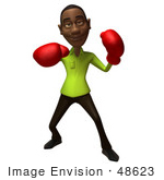 #48623 Royalty-Free (Rf) Illustration Of A 3d Black Man Mascot Boxing - Version 3