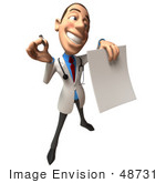 #48731 Royalty-Free (Rf) Illustration Of A 3d White Male Doctor Holding Up A Blank Form - Version 5