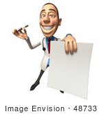 #48733 Royalty-Free (Rf) Illustration Of A 3d White Male Doctor Holding Up A Blank Form - Version 4