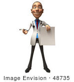 #48735 Royalty-Free (Rf) Illustration Of A 3d White Male Doctor Holding Up A Blank Form - Version 1