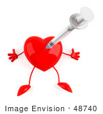 #48740 Royalty-Free (Rf) 3d Illustration Of A Red Heart Mascot Getting A Swine Flu Vaccine