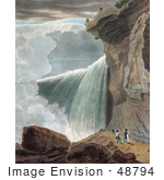 #48794 Royalty-Free Stock Illustration Of A Man At The Ledge Of A Cliff Looking Down At Other People At Niagara Falls