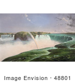 #48801 Royalty-Free Stock Illustration Of A Rainbow Over The Mist Of Niagara Falls From The Canadian Side