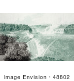 #48802 Royalty-Free Stock Illustration Of People Strolling In Prospect Point Park Above Boats At Niagara Falls