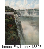 #48807 Royalty-Free Stock Illustration Of Tourists At The Top Of Niagara Falls Viewing The Maid Of The Mist
